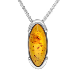 Sterling Silver Amber Marquise Framed Necklace P2182