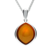 Sterling Silver Amber Marquise Open back Necklace. P1992