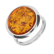 Sterling Silver Amber Round Ring, R988.