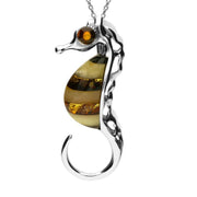 Sterling Silver Amber Seahorse Necklace P3145