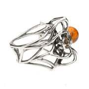Sterling Silver Amber Spider Web Style Ring R1063