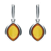 Sterling Silver Amber Wide Marquise Drop Earrings E1562