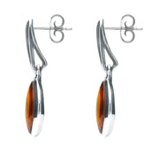 Sterling Silver Amber Wide Marquise Drop Earrings E1562 2