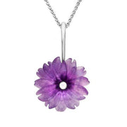 Sterling Silver Amethyst Tuberose Daisy Necklace, P2855.