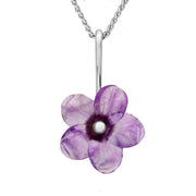Sterling Silver Amethyst Tuberose Pansy Necklace, P2853.