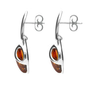 Sterling Silver Baltic Amber Leaf Drop Earrings E1655