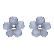 Sterling Silver Blue Chalcedony Tuberose Gypsophila Stud Earrings, E2156.