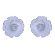 Sterling Silver Blue Chalcedony Tuberose Rose Stud Earrings, E2150.