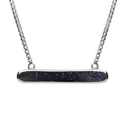 Sterling Silver Blue Goldstone Lineaire Oval Necklace N1001