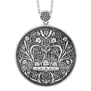 Sterling Silver Blue John King's Coronation Round Crown Emblem Necklace P3710