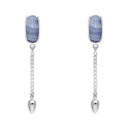 Sterling Silver Blue Lace Agate Lineaire Medium Drop Stud Earrings E2241
