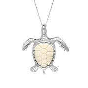 Sterling Silver Coquina Large Single Stone Turtle Necklace P2580
