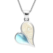 Sterling Silver Coquina Larimar Split Heart Necklace P575