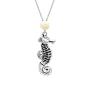 Sterling Silver Coquina Small Seahorse Stone Top Necklace P2587