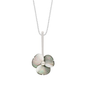 Sterling Silver Dark Mother of Pearl Tuberose Clover Necklace, P2851.