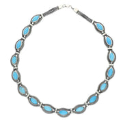 Sterling Silver Foxtail Turquoise Sixteen Stone Marquise Necklace, N969.