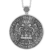 Sterling Silver King's Coronation Hallmark Large Round Emblem Necklace P3715