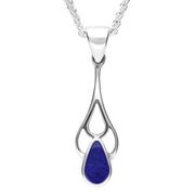 Sterling Silver Lapis Lazuli Pear Spoon Necklace. P162.