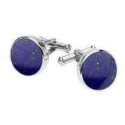 Sterling Silver Lapis Lazuli Round Shape Cufflinks, CL004.