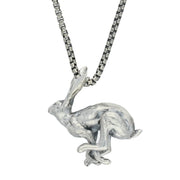 Sterling Silver Large Running Hare Necklace, P2575C.
