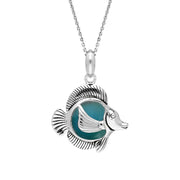 Sterling Silver Larimar Single Stone Angel Fish Necklace P2585