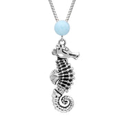 Sterling Silver Larimar Small Seahorse Stone Top Necklace, P2587