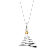 Sterling Silver Medium Abstract Christmas Tree Necklace, P2791C.