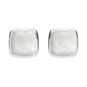 Sterling Silver Mother of Pearl Cushion Stud Earrings. E279.