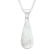 Sterling Silver Mother of Pearl Long Pear Necklace. P167.