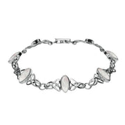 Sterling Silver Mother of Pearl Marquise Shaped Celtic Bracelet. B594.