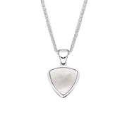 Sterling Silver Mother of Pearl Small Curved Triangle Necklace. P323.