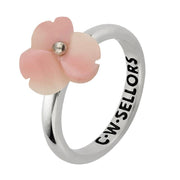 Sterling Silver Pink Conch Tuberose Clover Ring, R999.