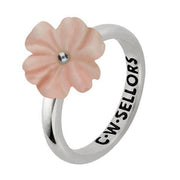 Sterling Silver Pink Conch Tuberose Dahlia Ring, R995.