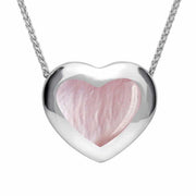 Sterling Silver Pink Mother Of Pearl Framed Heart Necklace. P1554.