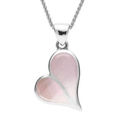 Sterling Silver Pink Mother Of Pearl Split Heart Necklace. P575.