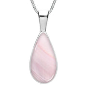 Sterling Silver Pink Mother of Pearl Classic Teardrop Necklace. P024.