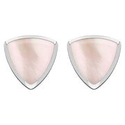 Sterling Silver Pink Mother of Pearl Curved Triangle Stud Earrings