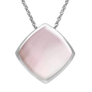 Sterling Silver Pink Mother of Pearl Cushion Necklace. P1474.