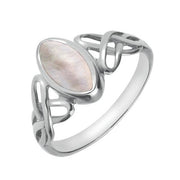 Sterling Silver Pink Mother of Pearl Marquise Celtic Ring. R462.