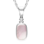 Sterling Silver Pink Mother of Pearl Oblong Bottle Top Necklace. P009.