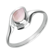 Sterling Silver Pink Mother of Pearl Offset Pear Ring. R071.