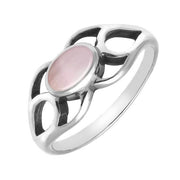 Sterling Silver Pink Mother of Pearl Oval Lattice Ring. R146.
