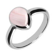 Sterling Silver Pink Mother of Pearl Pear Shaped Ring. R408.