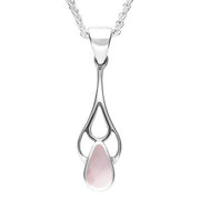 Sterling Silver Pink Mother of Pearl Pear Spoon Necklace. P162.