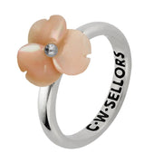 Sterling Silver Pink Mother of Pearl Tuberose Clover Ring, R999.