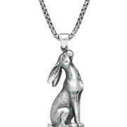 Sterling Silver Sitting Hare Necklace. P2576C.