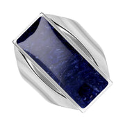 Sterling Silver Sodalite Medium Oblong Ring, R065