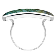 Sterling Silver Spectrolite Lineaire Long Oval Ring R1005
