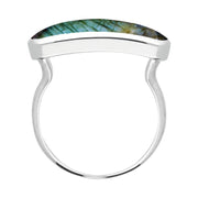 Sterling Silver Spectrolite Lineaire Petite Oval Ring R1006