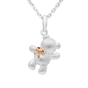 Sterling Silver Rose Gold Teddy Bear Necklace, P3196C.